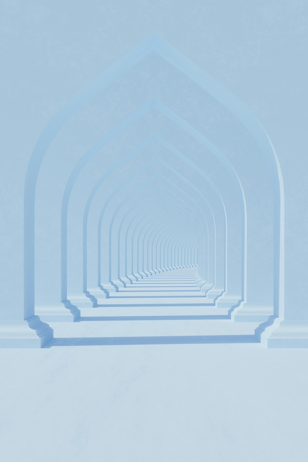 Hi res render of surreal arches corridor.